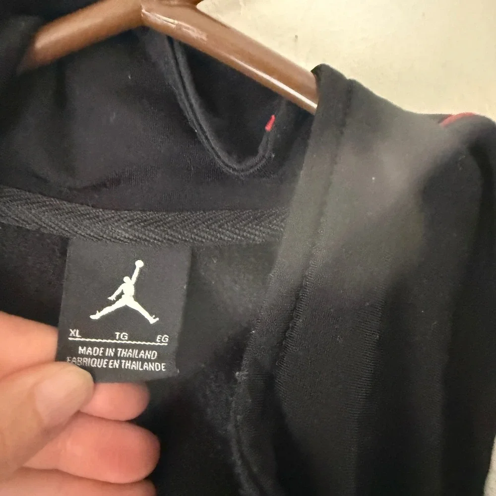 Jordan Vintage Mens Track Jacket Black‎ White Red Zip Up Athletic Full Zip  XL